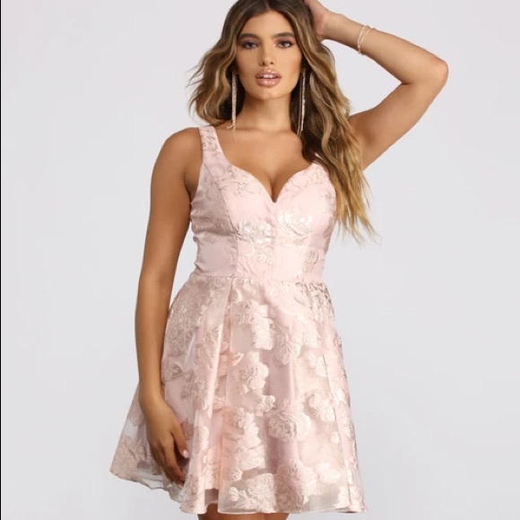 Windsor Heather Formal Floral Burnout Organza Party Dress - Picture 1 of 5